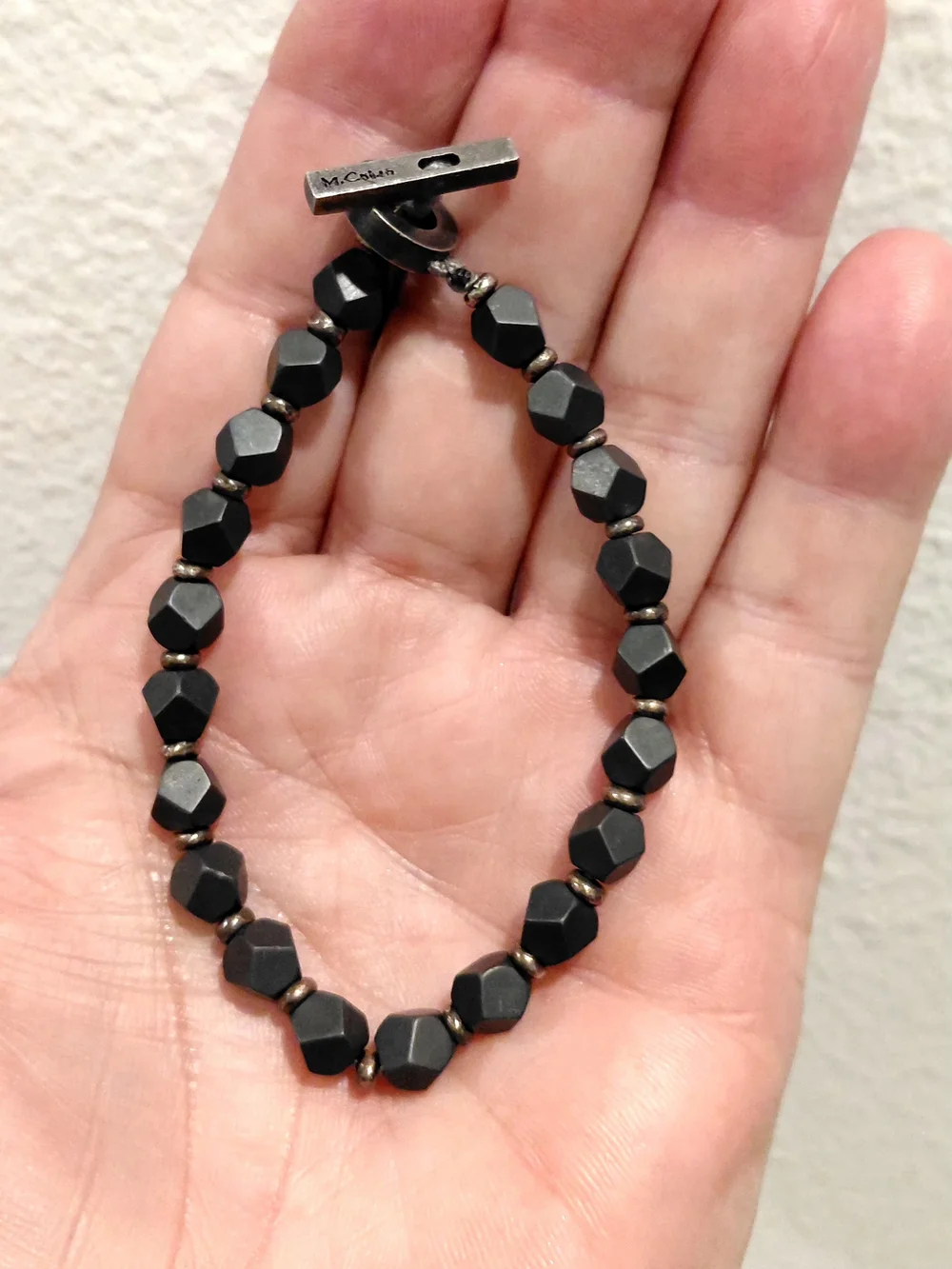M Cohen Black Faceted Bead Bracelet – Men's Toggle Bracelet 8